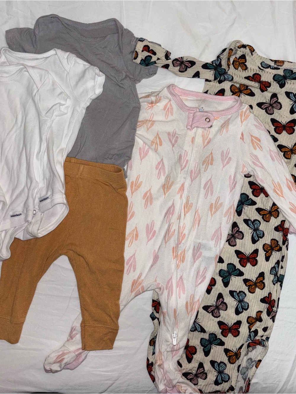 0-3 month Baby Bundle (7 pieces): 3 onesies, sleepers, more